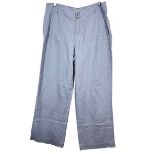 Kenar 100% Linen Gray Wide Leg Trouser Pants Size‎ 10